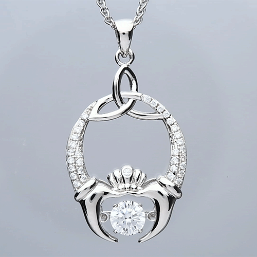 Sterling silver Trinity & Claddagh Celtic Pendant