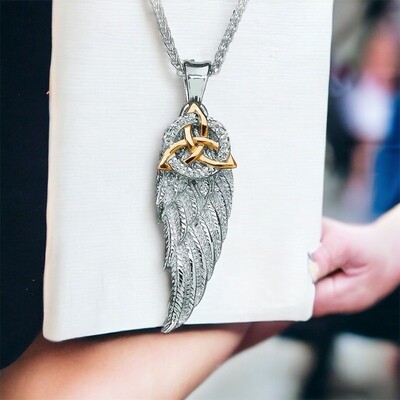 Silver Angel Wing Trinity Pendant