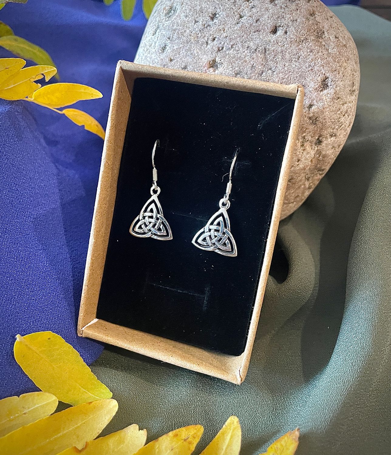 Sterling silver triquetra earrings featuring the classic Celtic knot symbol of unity and eternity.