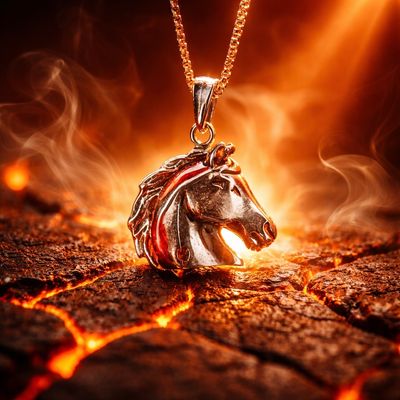Celtic Fire Horse: Welsh Cob Sterling Silver Necklace